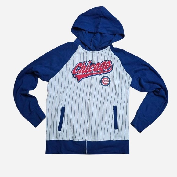 New Era Other - New Era Chicago‎ Cubs MLB Pinstripe Full Zip Hoodie Mens Medium Blue White 2022